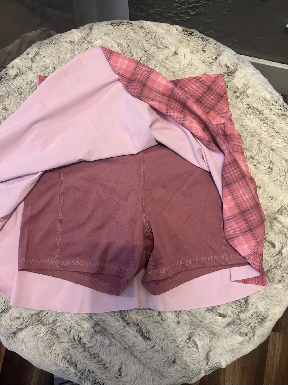 Old Navy Pink Plaid Flared Skort